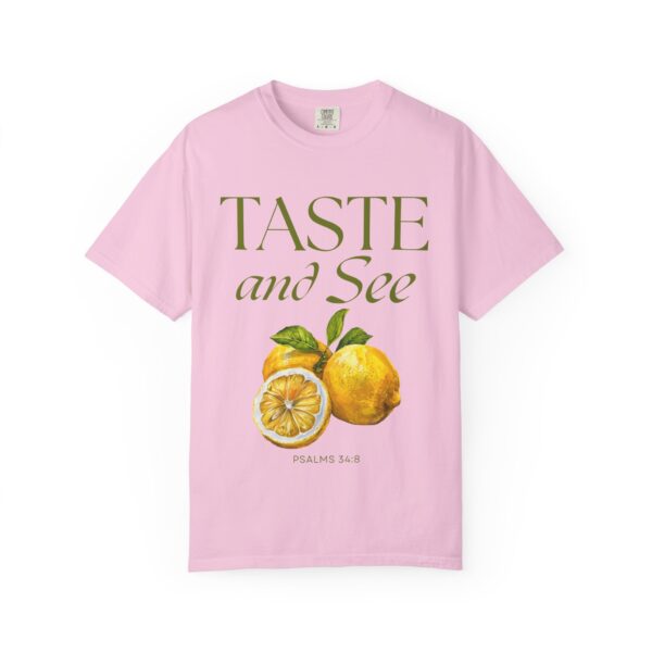 Christian Lemon T-Shirt – Taste and See Psalm 34:8 – Amalfi Coast Summer Tee – Bible Verse Shirt for Women & Men – Garment-Dyed Unisex Tee - Citrus-Inspired Unisex T-Shirt, Nature Lovers Gift, Summer Vibes Tee, Taste and See Apparel - Image 7