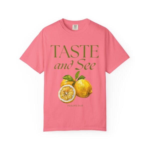 Christian Lemon T-Shirt – Taste and See Psalm 34:8 – Amalfi Coast Summer Tee – Bible Verse Shirt for Women & Men – Garment-Dyed Unisex Tee - Citrus-Inspired Unisex T-Shirt, Nature Lovers Gift, Summer Vibes Tee, Taste and See Apparel - Image 9