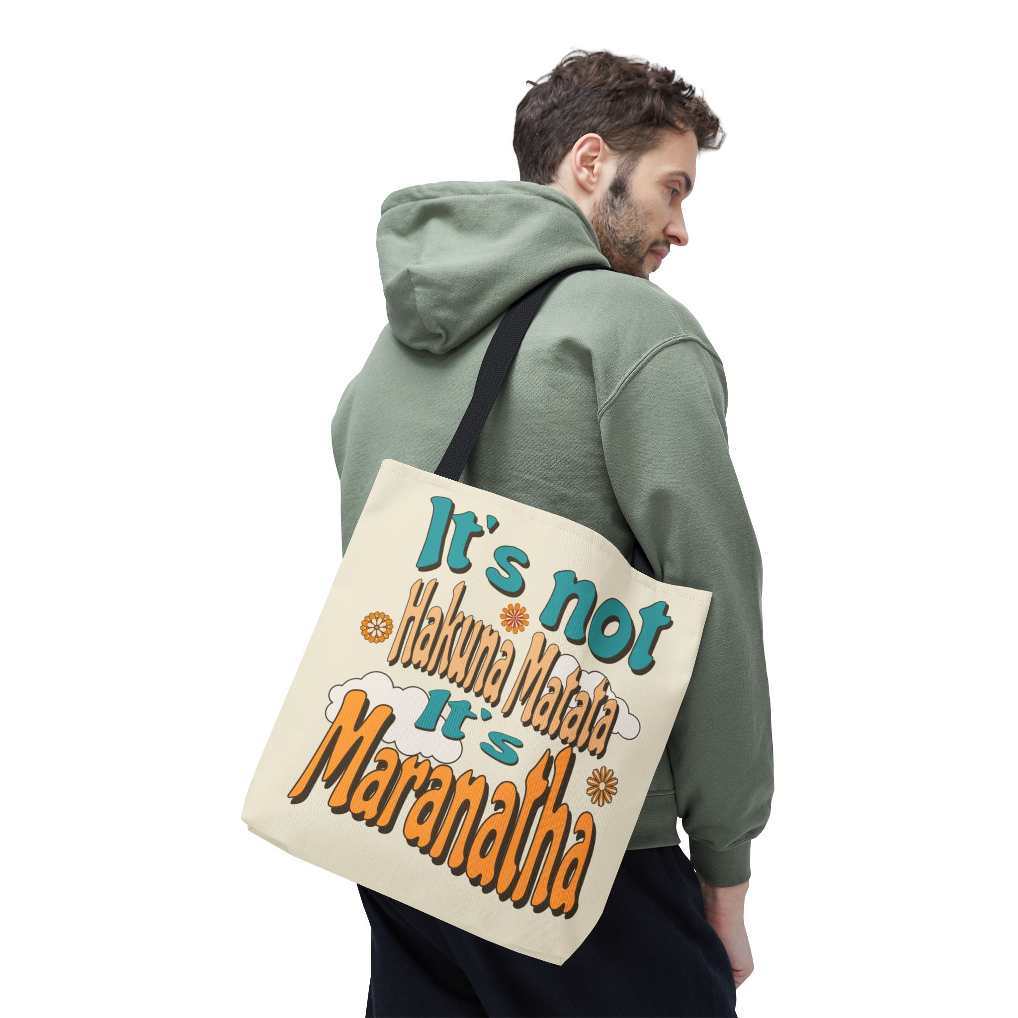Maranatha Tote Bag , Christian Faith Message Canvas Tote ('It's Not Hakuna Matata, It's Maranatha') - Image 3